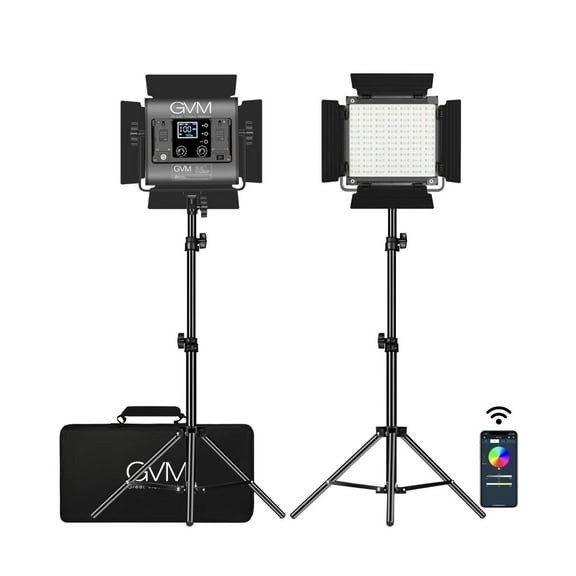 GVM 800D-RGB LED Light Panel (2-Light Kit) for Photography & Video Production with Full RGB & Bi-Color 3200K-5600K
