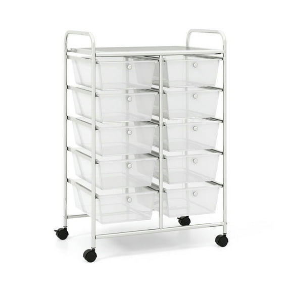 GVN 10-Drawer Rolling Storage Cart-Transparent