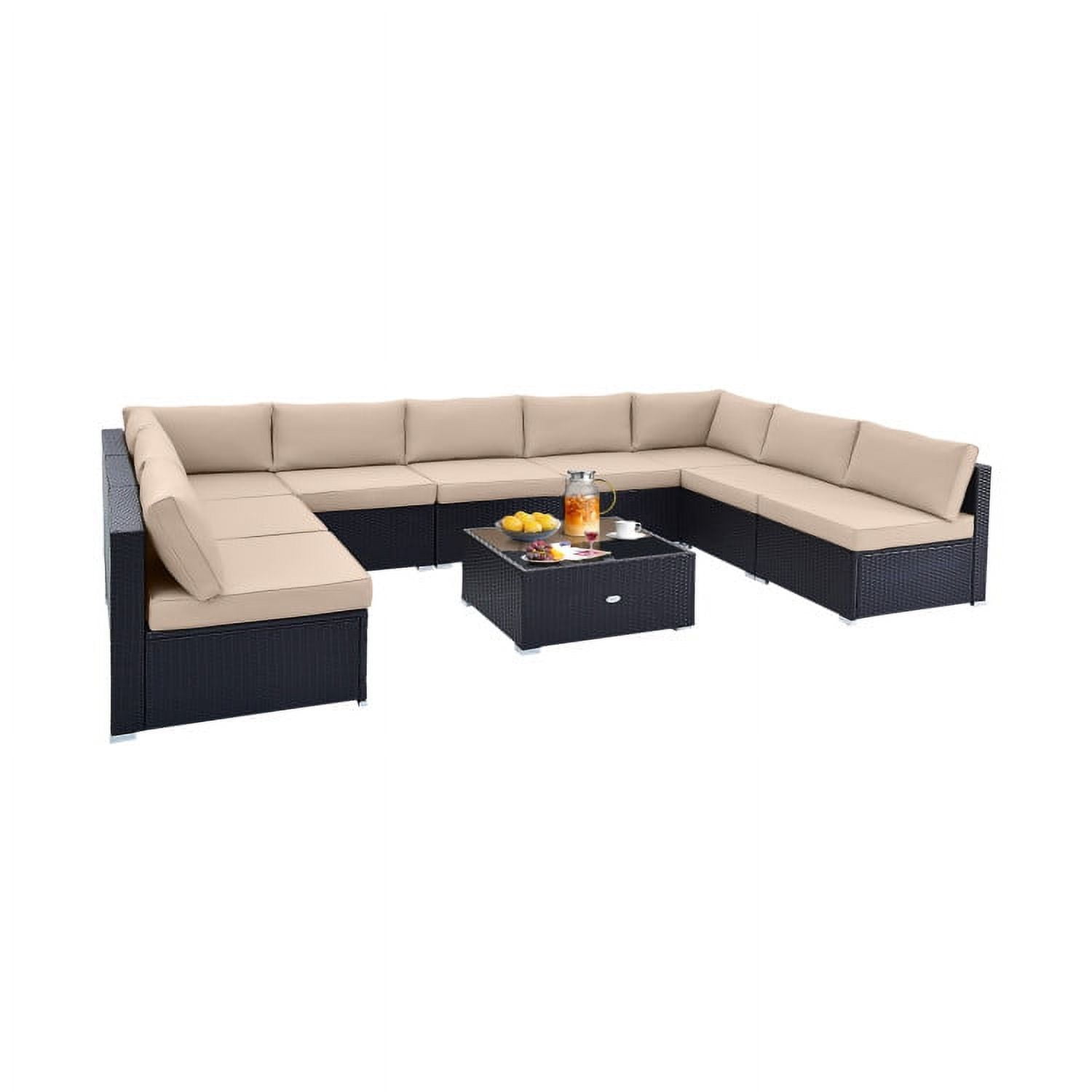 GVN 10 Piece Outdoor Wicker Conversation Set, Deluxe Outdoor Patio with Seat and Back Cushions-Black GVN 10 Piece Outdoor Wicker Conversation Set, Deluxe Outdoor Patio with Seat and Back Cushions-Black