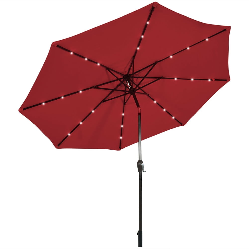 GVN 10' Solar LED Lighted Patio Market Umbrella Shade Tilt Adjustment Crank-Dark Red, Patio Offset Umbrella with Easy Tilt Adjustment, Cantilever Patio Umbrellas, Sunshade Umbrella Canopy GVN 10' Solar LED Lighted Patio Market Umbrella Shade Tilt Adjustment Crank-Dark Red, Patio Offset Umbrella with Easy Tilt Adjustment, Cantilever Patio Umbrellas, Sunshade Umbrella Canopy