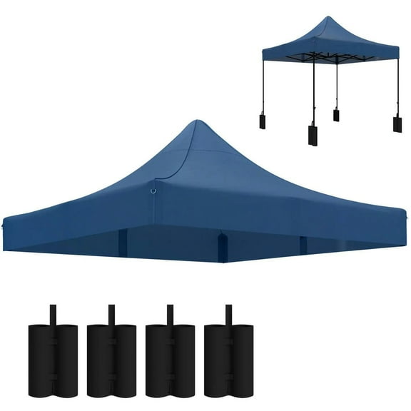 GVN 10' x 10' Replacement Canopy Top for Pop Up Canopy Tent with 4 Sand Bags, UPF50+ Protection, Navy Blue