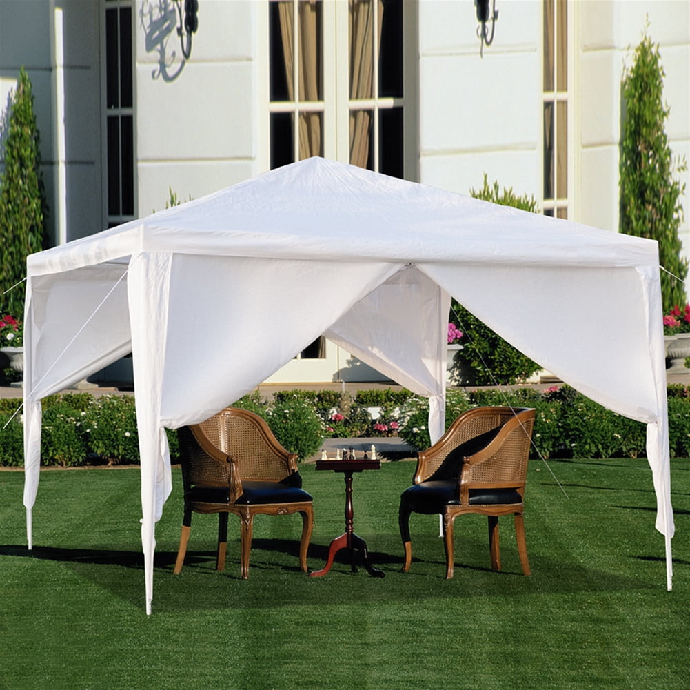 GVN 10"x10" Four Sides Portable Home Use Waterproof Tent with Spiral Tubes White, Full Waterproof Outdoor Party Event Tents for Outside Party Waterproof Tent BBQ Shelter