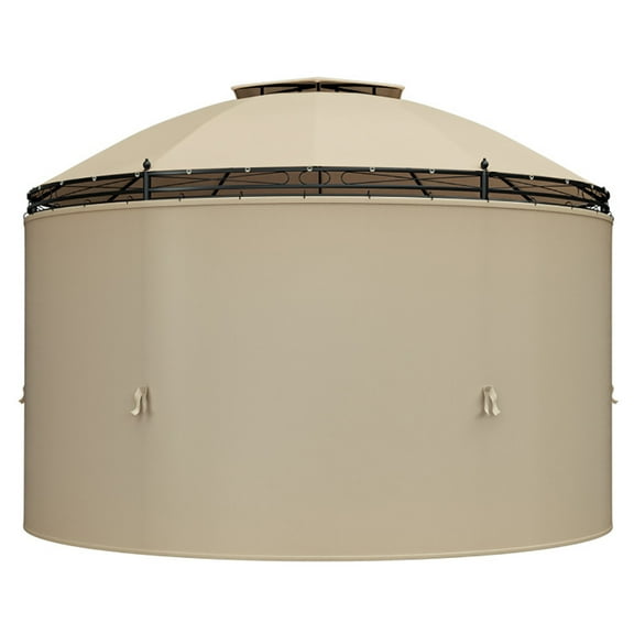 GVN 11.5 ft Outdoor Patio Round Dome Gazebo Canopy Shelter with Double Roof Steel-Brown, Full Waterproof Outdoor Party Event Tents for Outside Party Waterproof Tent BBQ Shelter