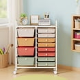 thumbnail image 1 of GVN 12-Drawer Utility Rolling Cart Multi-Use Storage Organizer with Removable Drawers Flexible Wheels for Home Office Bathroom Craft Room Storage, Macaron, 1 of 4