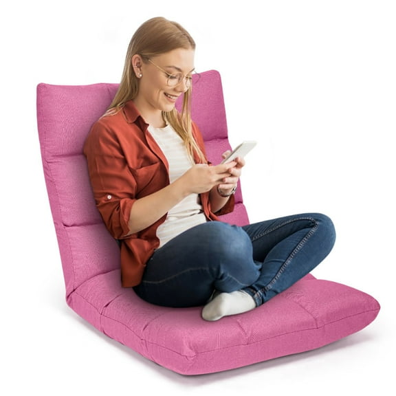 GVN 14-Position Adjustable Folding Lazy Gaming Sofa-Pink