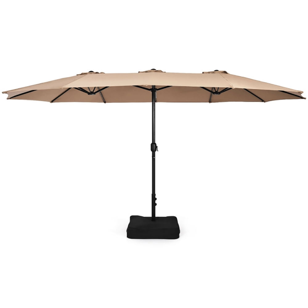 GVN 15 Feet Double-Sided Twin Patio Umbrella with Crank and Base-Brown, Outdoor Table Umbrella, Outdoor Umbrella, Market Umbrella for Outdoor Patio Backyard Garden Lawn Sun Shade GVN 15 Feet Double-Sided Twin Patio Umbrella with Crank and Base-Brown, Outdoor Table Umbrella, Outdoor Umbrella, Market Umbrella for Outdoor Patio Backyard Garden Lawn Sun Shade