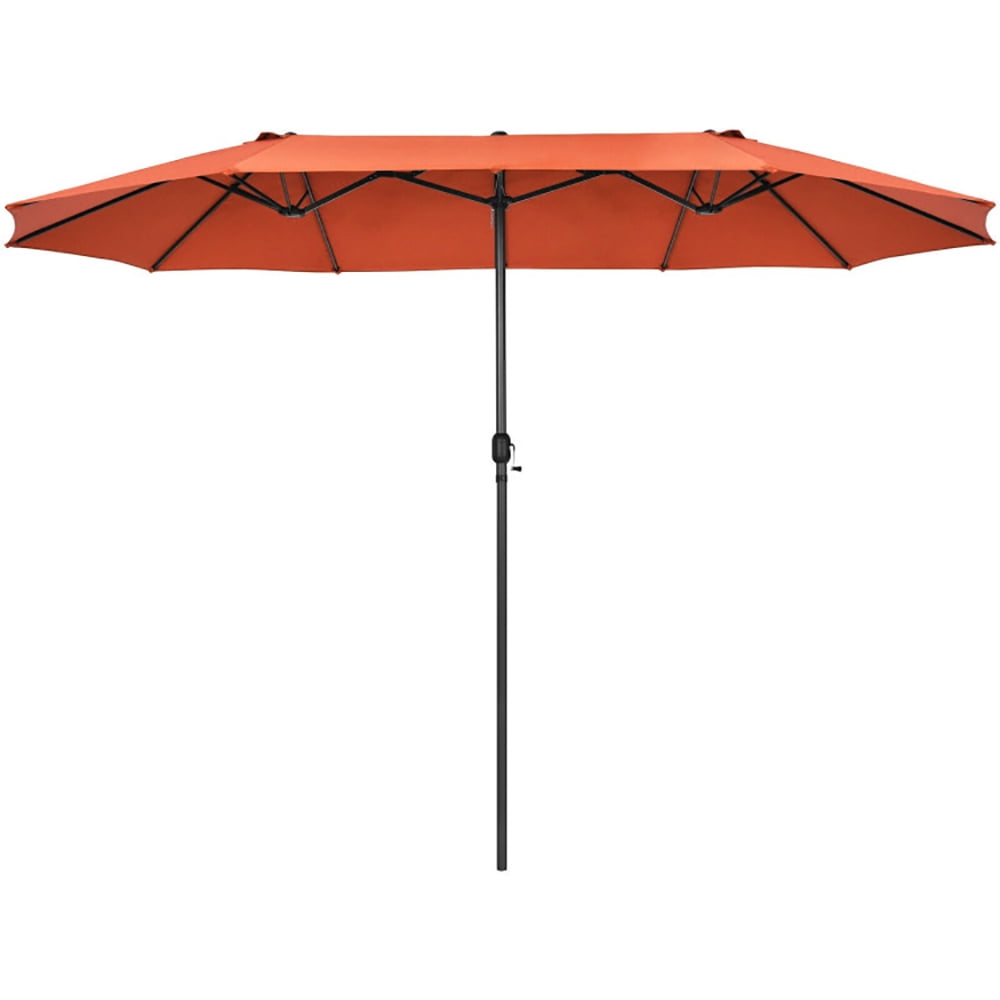 GVN 15 Feet Patio Double-Sided Umbrella with Hand-Crank System-Orange, Outdoor Table Umbrella, Outdoor Umbrella, Market Umbrella for Outdoor Patio Backyard Garden Lawn Sun Shade