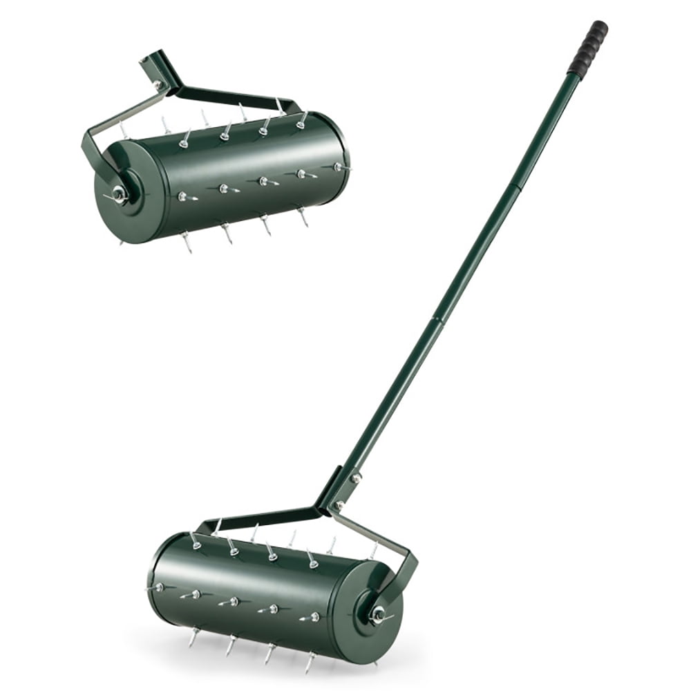 GVN 18/21 Inch Manual Lawn Aerator with Detachable Handle Filled with Sand or Stone-18 inches, Heavy Duty Rolling Lawn Aerator for Lawn, Garden, and Yard Grass Aeration