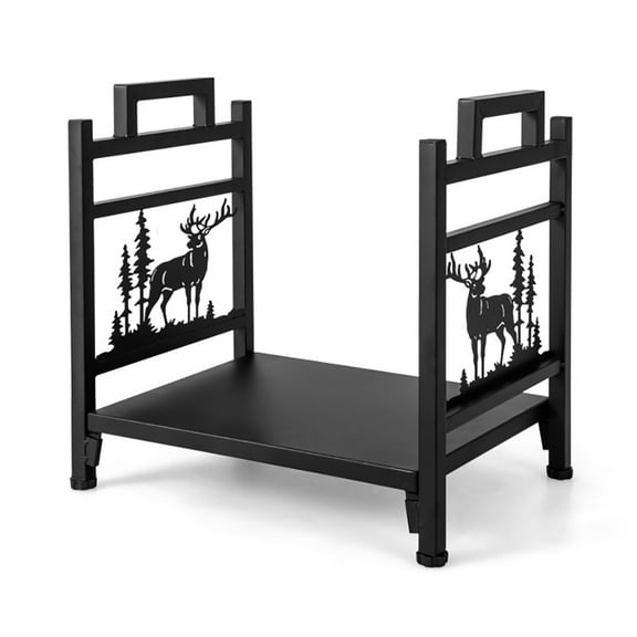 GVN 18.5 Inch Metal Firewood Rack with Dual Handles, Firewood Rack, Heavy Duty Fire Logs Stand Stacker Holder for Fireplace Metal Lumber Storage Carrier Organizer