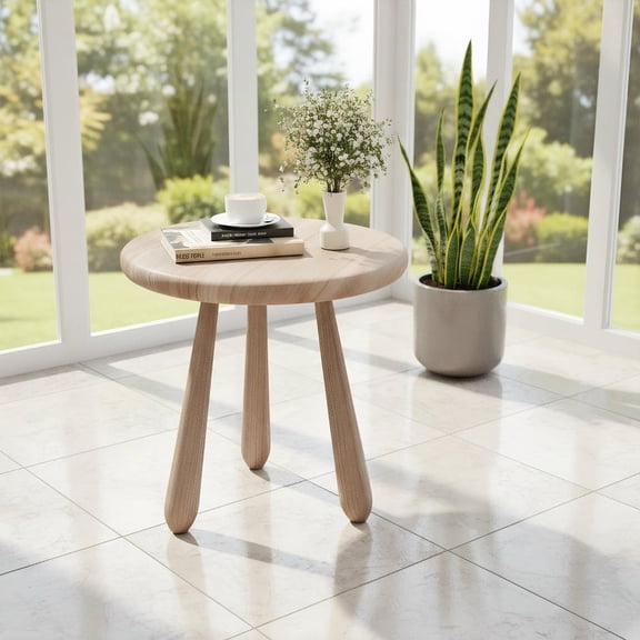 GVN 18 Inch Outdoor Side Table Durable Mahogany Wood Accent Table with Thickened Board for Patio Backyard Balcony Garden Outdoor Furniture, Natural