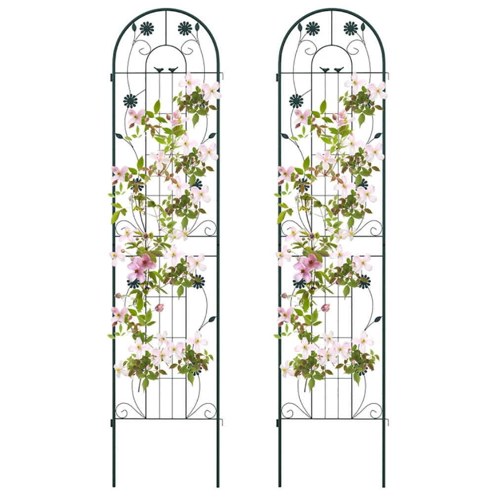 GVN 2 Pack 86.5 x 20 Inches Metal Garden Trellis for Climbing Plants-Green, Tomato Cages Trellises for Garden for Raised Garden Bed and Pots, Plant Cages & Supports