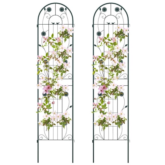 GVN 2 Pack 86.5 x 20 Inches Metal Garden Trellis for Climbing Plants-Green, Tomato Cages Trellises for Garden for Raised Garden Bed and Pots, Plant Cages & Supports