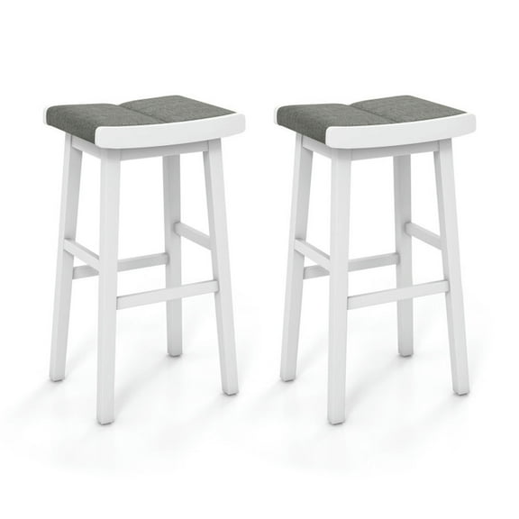 GVN 2 Pieces 26/31.5 Inch Upholstered Saddle Barstools with Padded Cushions-31.5 inches, Bar Height Stools, Counter Height Bar Stools for Kitchen, Dining Room