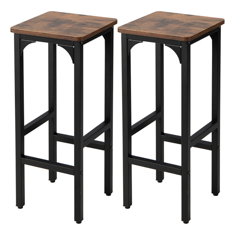 GVN 2 Pieces 28-Inch Height Wood Seat Kitchen Counter Height Stool Bar Chair Set of 2 for Kitchen Island Rustic Brown GVN 2 Pieces 28-Inch Height Wood Seat Kitchen Counter Height Stool Bar Chair Set of 2 for Kitchen Island Rustic Brown
