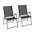 thumbnail image 1 of GVN 2 Pieces Patio Folding Chairs with Armrests for Deck Garden Yard-Black & Gray, Outdoor Furniture Chairs for Backyard, Porch, Garden, Poolside, 1 of 6