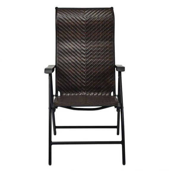 GVN 2 Pieces Patio Rattan Folding Reclining Chair, Outdoor Furniture Chairs for Backyard, Porch, Garden, Poolside
