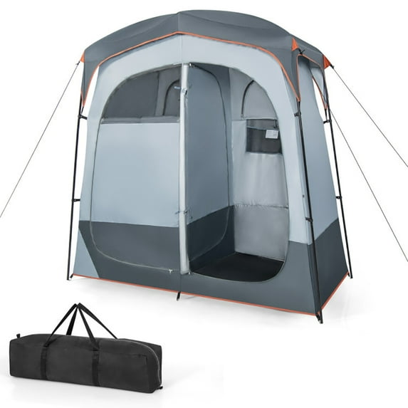 GVN 2 Rooms Oversize Privacy Shower Tent with Removable Rain Fly and Inside Pocket-Gray, Beach Shade, Easy Pop Up Beach Shade Beach Tent, SMQB Shelter Instant Portable Beach Tent Umbrella