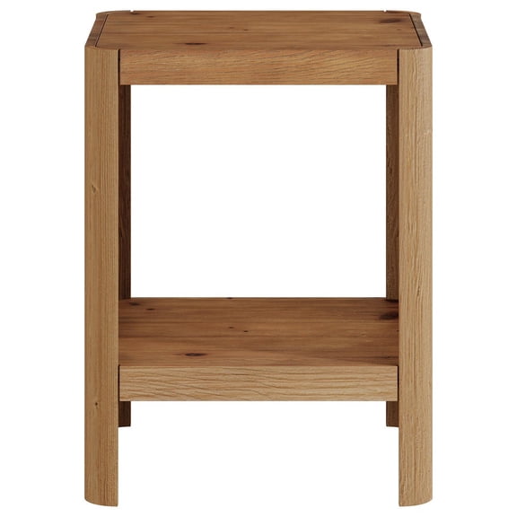 GVN 2-Tier Solid Wood Small Side Table with Open Storage Shelf, Sofa Side Table for Living Room, Bedroom, Small Spaces, Easy Assembly, Natural Wood
