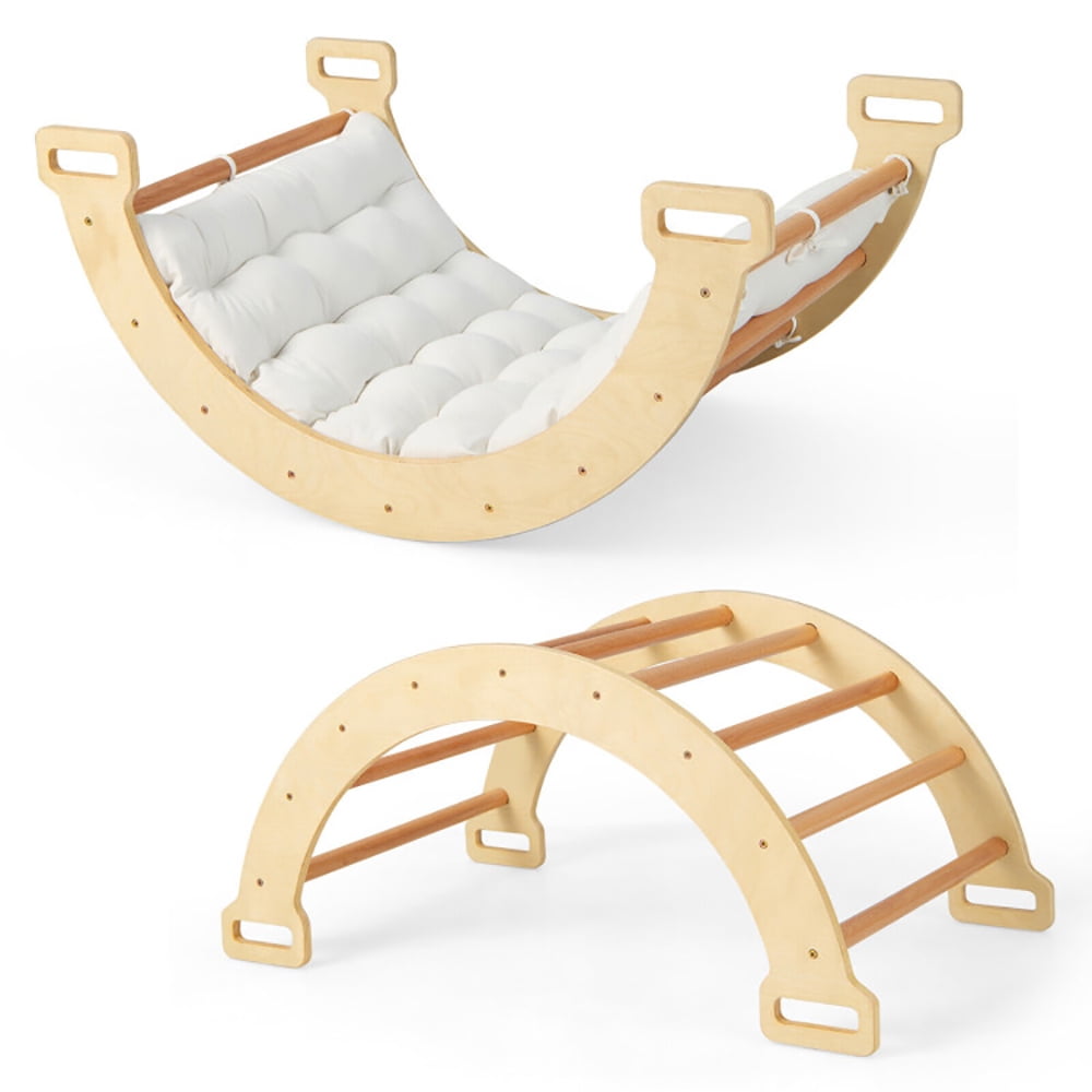 GVN 2-in-1 Arch Rocker with Soft Cushion for Toddlers-Natural GVN 2-in-1 Arch Rocker with Soft Cushion for Toddlers-Natural