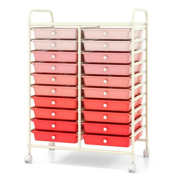 GVN 20 Drawers Rolling Storage Cart Studio Organizer-Pink, Rolling Storage Cart, Multipurpose Organizer Cart for Home, Office, School