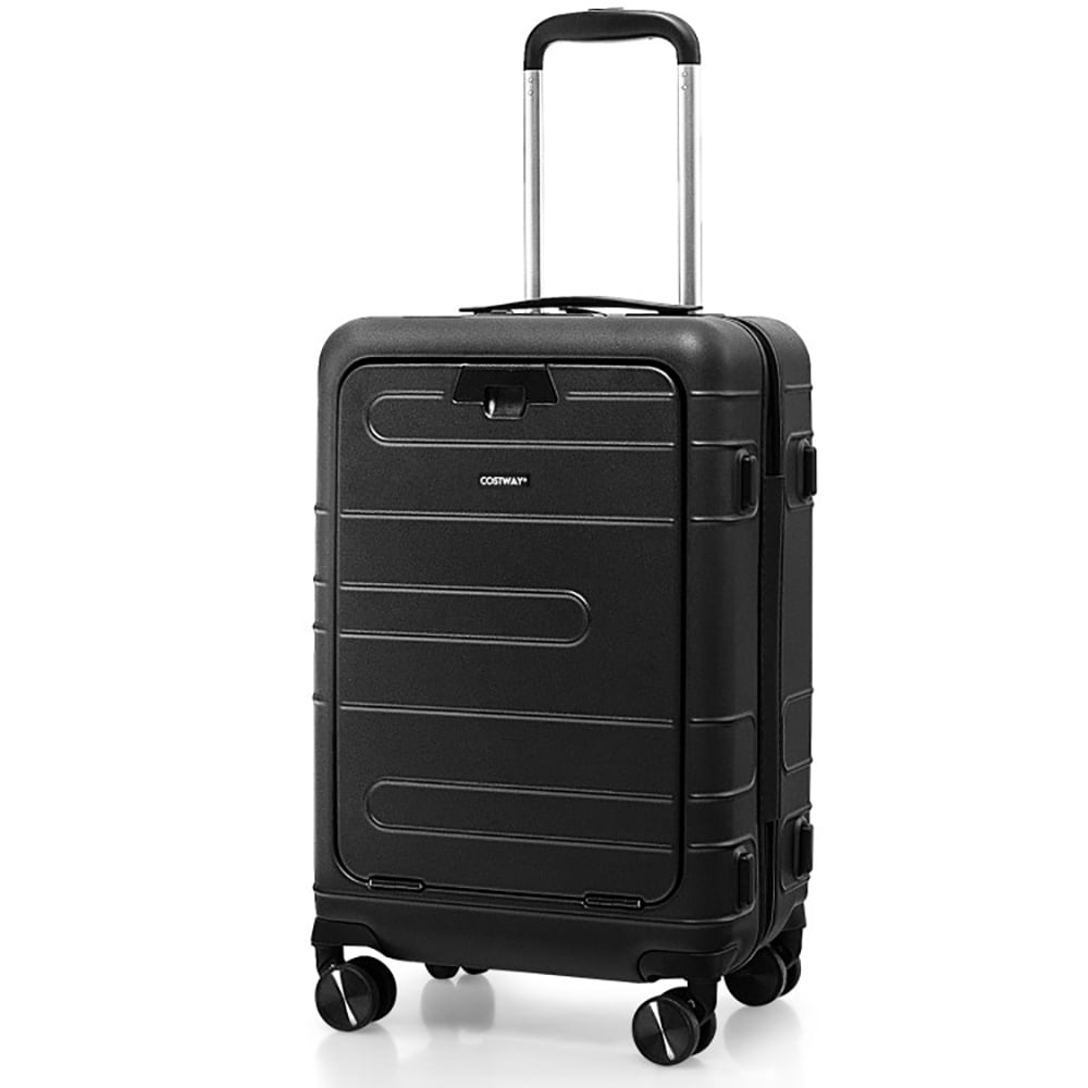 GVN 20 Inch Carry-on Luggage PC Hardside Suitcase TSA Lock with Front Pocket and USB Port-Black, Hardside Expandable with Double Spinner Wheels, Checked-Medium GVN 20 Inch Carry-on Luggage PC Hardside Suitcase TSA Lock with Front Pocket and USB Port-Black, Hardside Expandable with Double Spinner Wheels, Checked-Medium