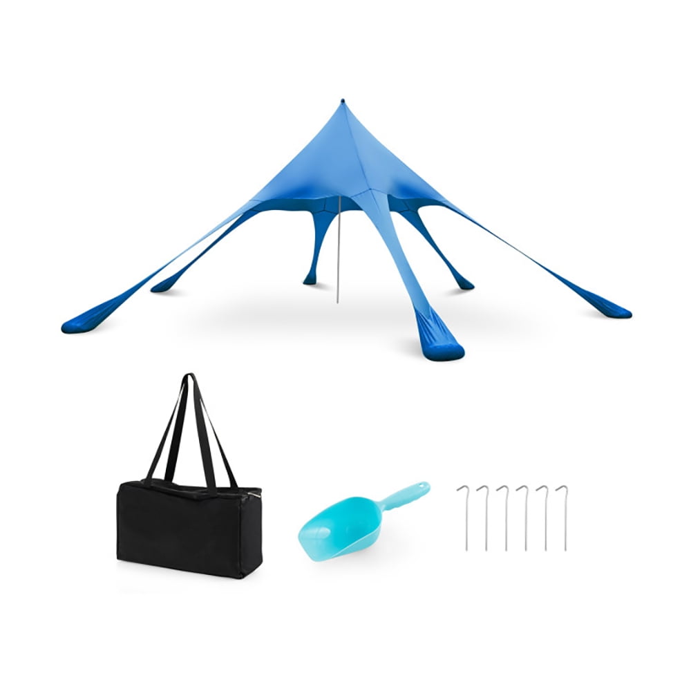 GVN 20 x 20 Feet Beach Canopy Tent with UPF50+ Sun Protection and Shovel-Blue, Easy Set up and Take Down, Carrying Bag for Outdoor Family Camping Fishing Yard Picnic GVN 20 x 20 Feet Beach Canopy Tent with UPF50+ Sun Protection and Shovel-Blue, Easy Set up and Take Down, Carrying Bag for Outdoor Family Camping Fishing Yard Picnic
