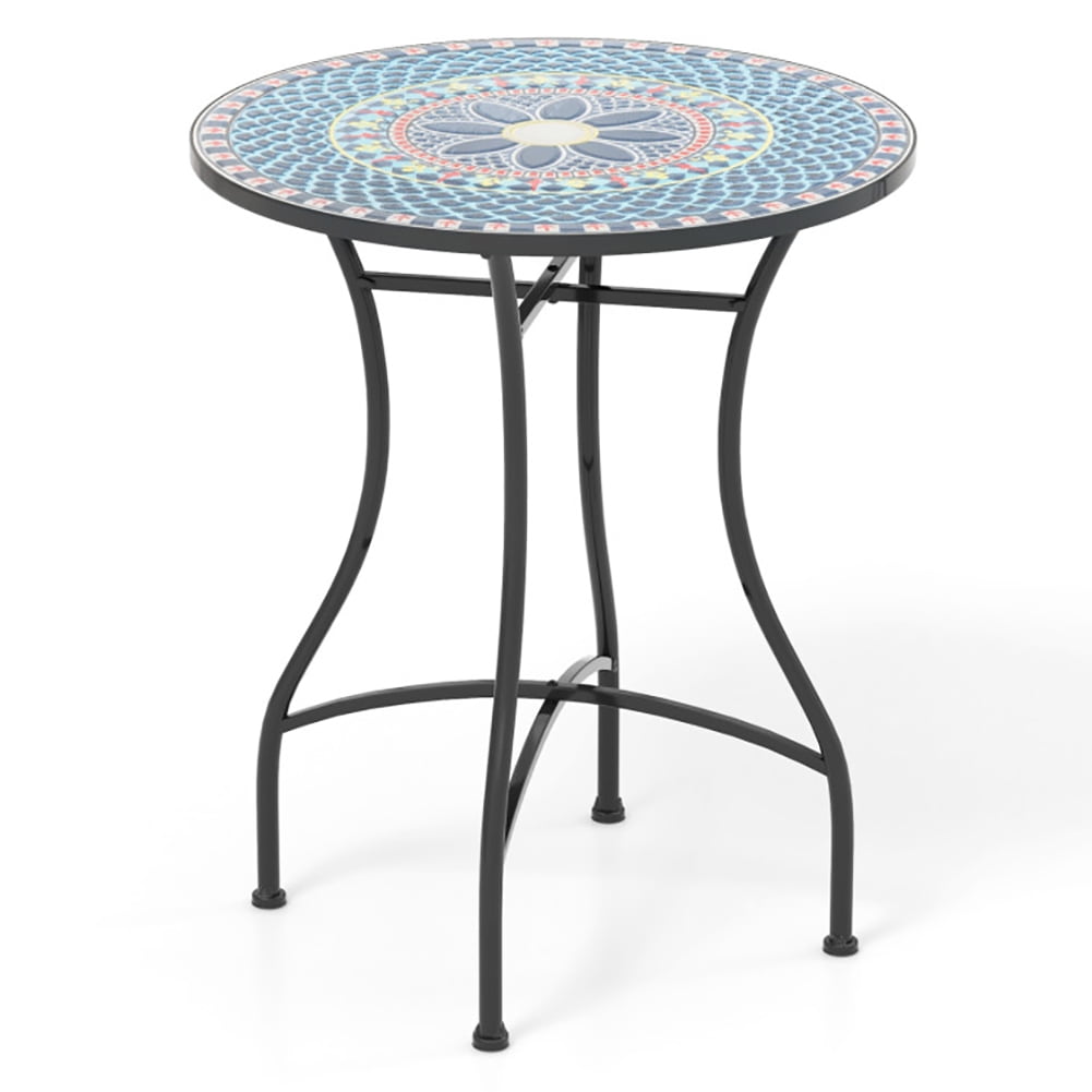 GVN 24 Inch Patio Bistro Table with Ceramic Tile Tabletop-A, Teak Wood Side Table with Storage, Indoor and Outdoor Wooden Furniture for Deck, Porch, Balcony, Living Room GVN 24 Inch Patio Bistro Table with Ceramic Tile Tabletop-A, Teak Wood Side Table with Storage, Indoor and Outdoor Wooden Furniture for Deck, Porch, Balcony, Living Room