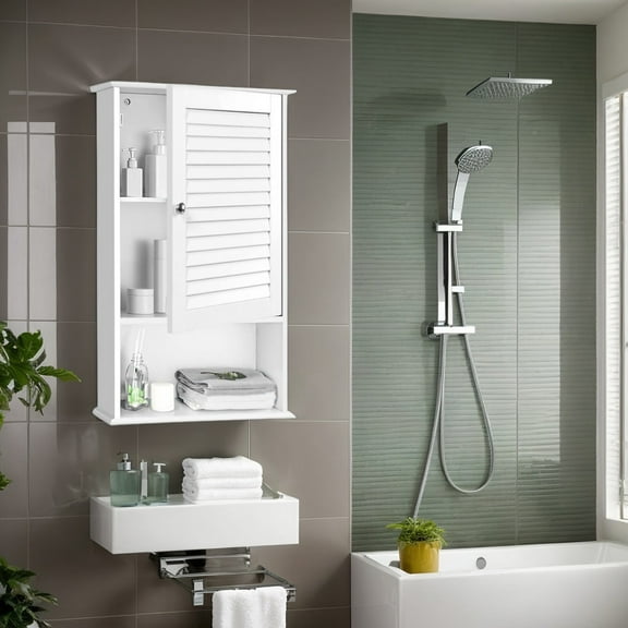 GVN 27.5 Inch H Wall Hanging Bathroom Storage Cabinet, Bathroom Shelves Over Toilet for Bathroom Laundry Room Kitchen