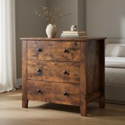 GVN 3 Drawer Dresser Chest of Drawers Bedside Table-Rustic Brown