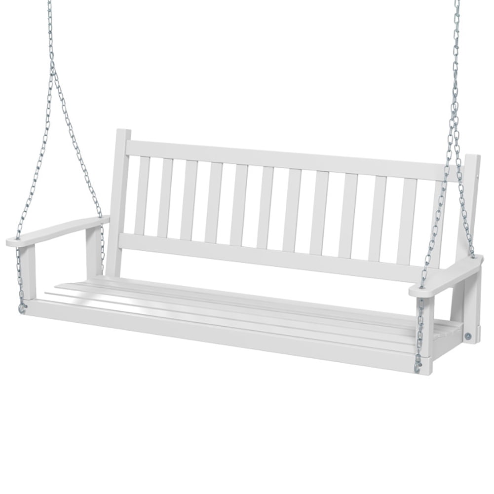 GVN 3-Person Wooden Outdoor Porch Swing with 800 lbs Weight Capacity-White, Porch Swing Hanging Bench, Outdoor Swing Bench for Patio, Yard, Garden GVN 3-Person Wooden Outdoor Porch Swing with 800 lbs Weight Capacity-White, Porch Swing Hanging Bench, Outdoor Swing Bench for Patio, Yard, Garden