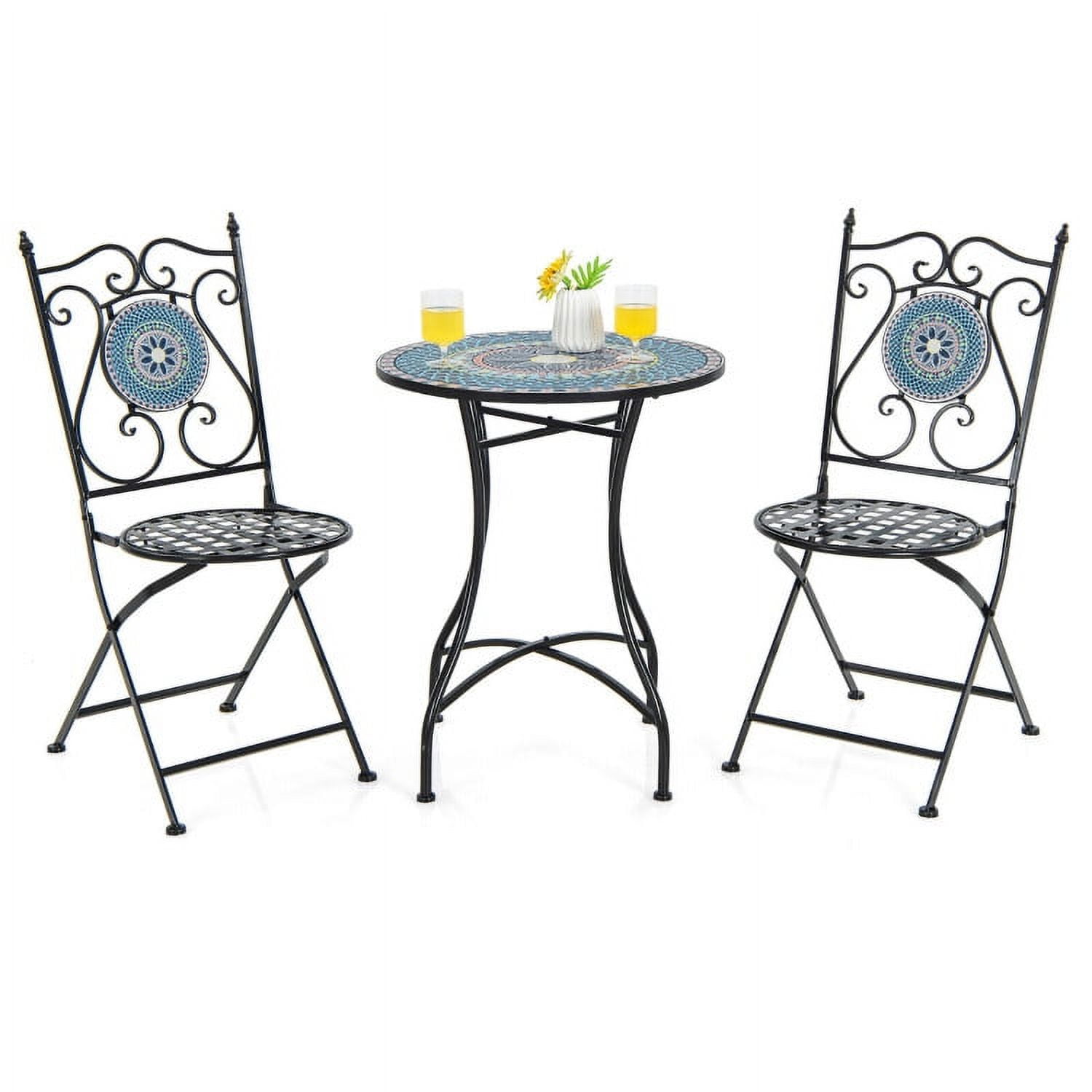GVN 3 Piece Patio Bistro Set, Deluxe Outdoor Patio with Mosaic Pattern GVN 3 Piece Patio Bistro Set, Deluxe Outdoor Patio with Mosaic Pattern