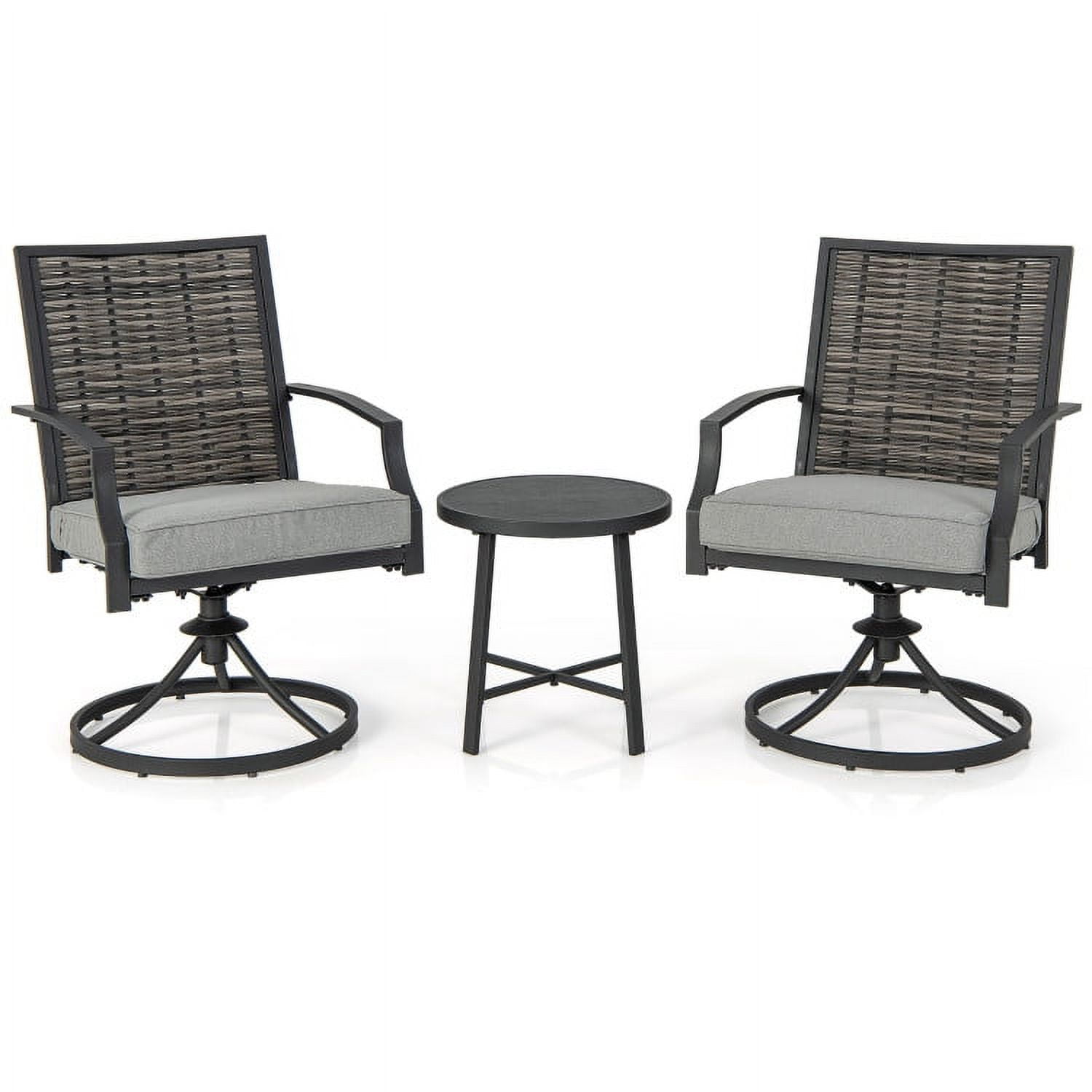 GVN 3 Piece Patio Swivel Chair Set, Deluxe Outdoor Patio with Soft Seat Cushions for Backyard GVN 3 Piece Patio Swivel Chair Set, Deluxe Outdoor Patio with Soft Seat Cushions for Backyard