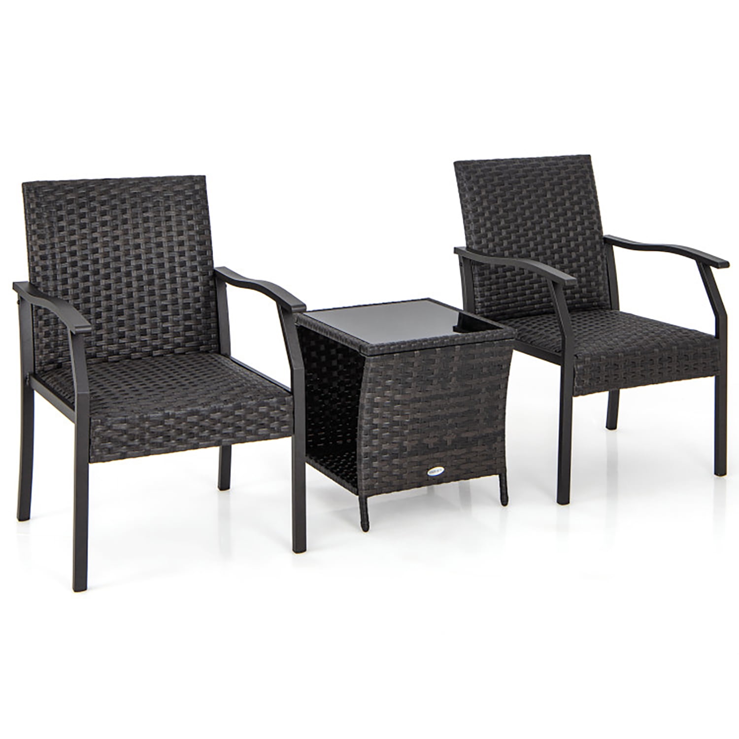 GVN 3 Piece Patio Wicker Chair Set, Deluxe Outdoor Patio with Quick Dry Foam Cushions GVN 3 Piece Patio Wicker Chair Set, Deluxe Outdoor Patio with Quick Dry Foam Cushions