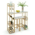 thumbnail image 1 of GVN 3 Pieces Bar Table Set with Storage Shelves and Wine Rack-Golden, 1 of 10