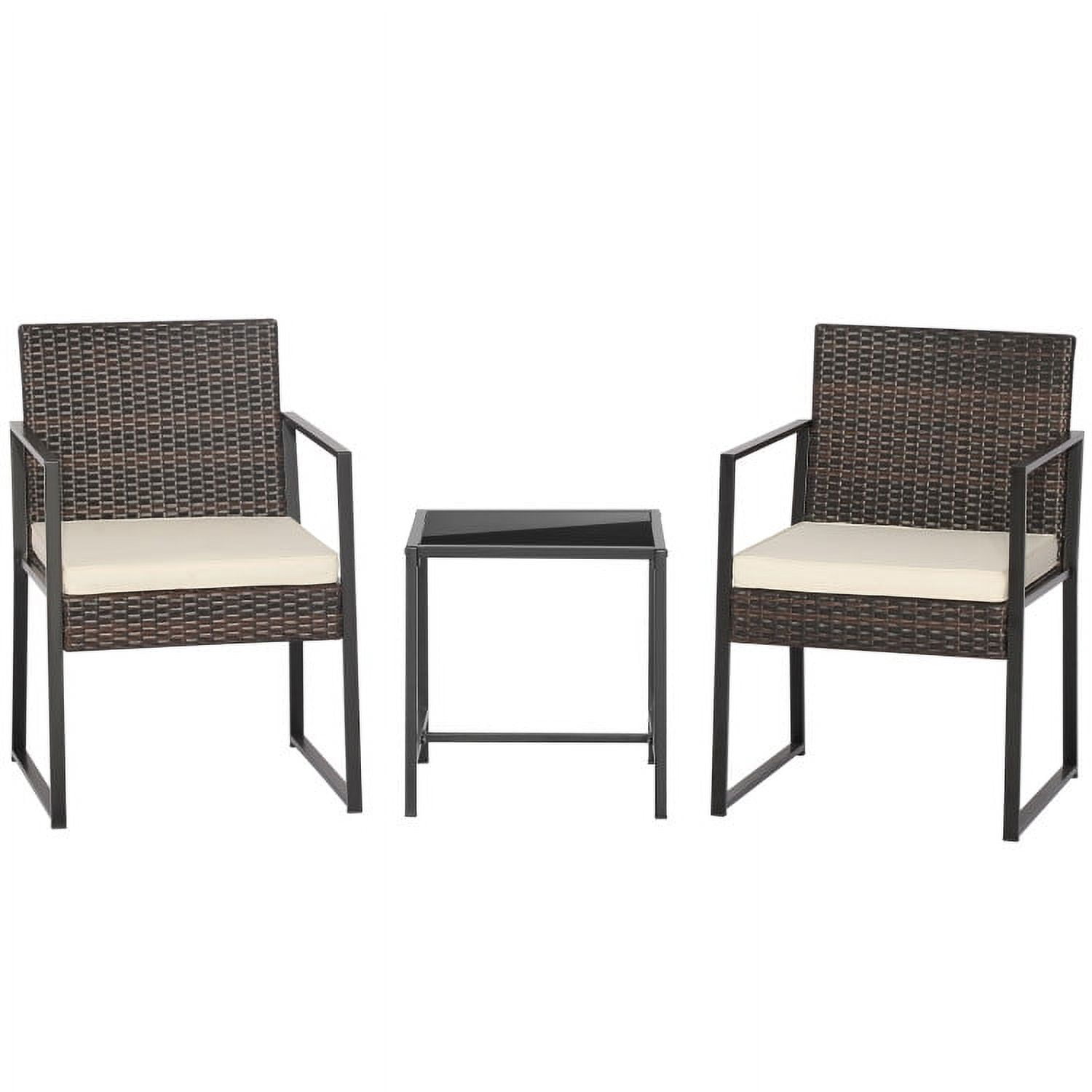 GVN 3 Pieces Modern Heavy Duty Patio Furniture Set, Patio Conversation Sets Cushions with Coffee Table-Black GVN 3 Pieces Modern Heavy Duty Patio Furniture Set, Patio Conversation Sets Cushions with Coffee Table-Black