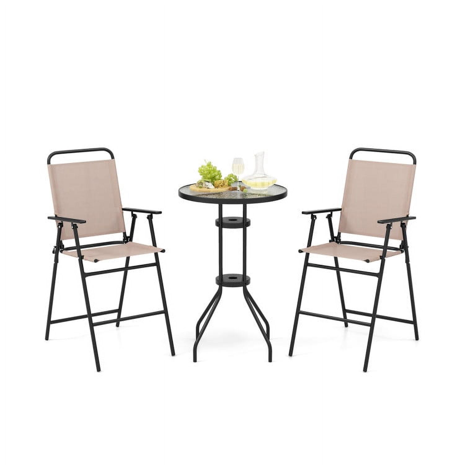 GVN 3 Pieces Outdoor Bistro Set, Deluxe Outdoor Patio with Seat and Back Cushions-Gray GVN 3 Pieces Outdoor Bistro Set, Deluxe Outdoor Patio with Seat and Back Cushions-Gray