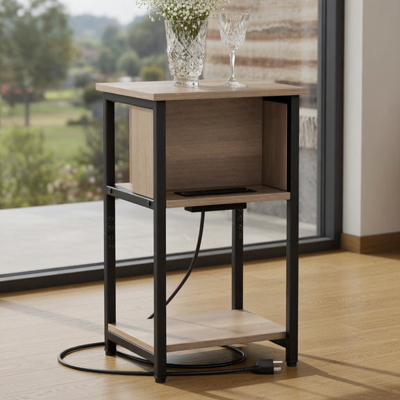 GVN 3-Tier End Table with USB Ports & Power Outlets-1 Piece