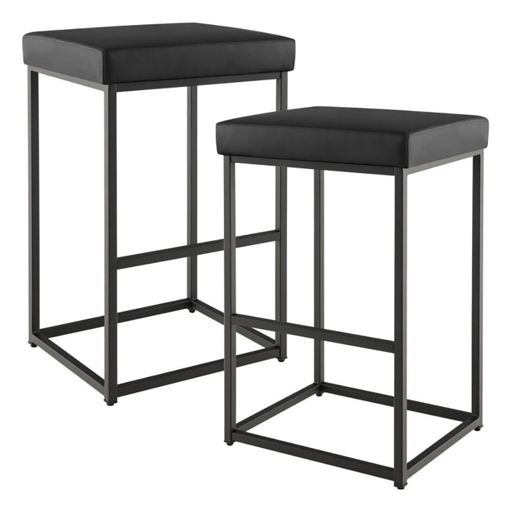GVN 30 Inch Counter Height Bar Stools Set of 2, Upholstered Bar Stools for Kitchen Island, Counter Stools with Faux Leather Cushion and Sturdy Metal Frame, Modern Barstools, Black GVN 30 Inch Counter Height Bar Stools Set of 2, Upholstered Bar Stools for Kitchen Island, Counter Stools with Faux Leather Cushion and Sturdy Metal Frame, Modern Barstools, Black