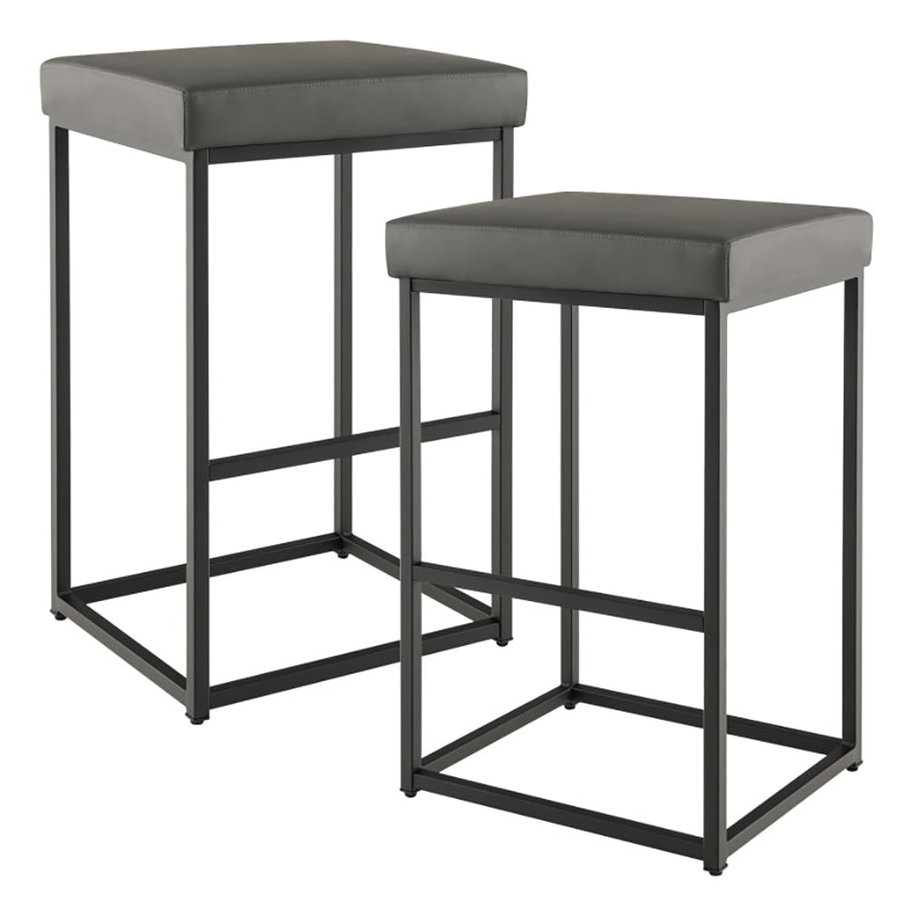 GVN 30 Inch Counter Height Bar Stools Set of 2, Upholstered Bar Stools for Kitchen Island, Counter Stools with Faux Leather Cushion and Sturdy Metal Frame, Modern Barstools, Gray GVN 30 Inch Counter Height Bar Stools Set of 2, Upholstered Bar Stools for Kitchen Island, Counter Stools with Faux Leather Cushion and Sturdy Metal Frame, Modern Barstools, Gray