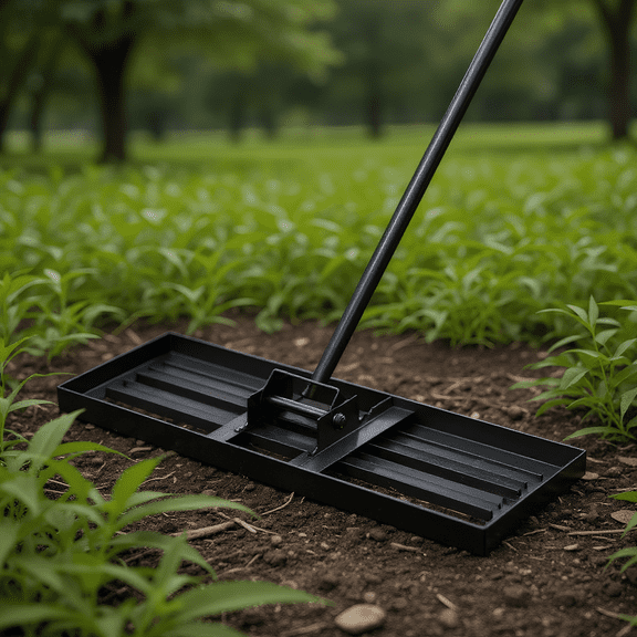 GVN 30 x 10 Inch Lawn Leveling Rake with Ergonomic Handle-Black