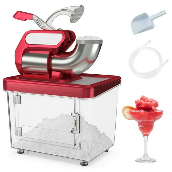 GVN 300W Commercial Ice Crusher with Dual Blades and Safety Switch-Red