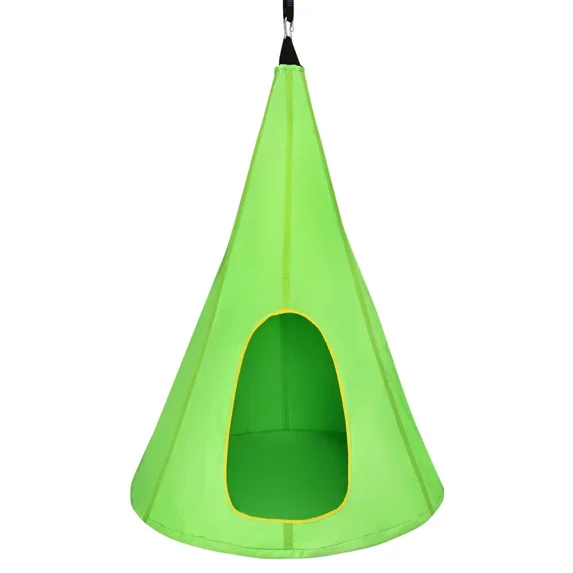 GVN 32 Inch Kids Nest Swing Chair Hanging Hammock Seat for Indoor Outdoor-Green