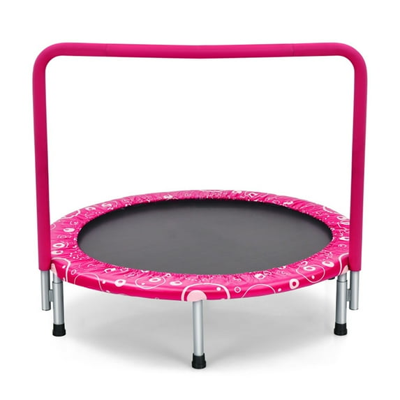 GVN 36 Inch Kids Trampoline Mini Rebounder with Full Covered Handrail-Pink, Clearance Trampolines for Indoor/Garden Workout