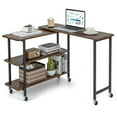 thumbnail image 1 of GVN 360° Rotating Sofa Side Table with 2-Tier Storage Shelves-Rustic Brown, Desk for Bedroom, Gaming Computer Desks for Study,Working,Writing, 1 of 6