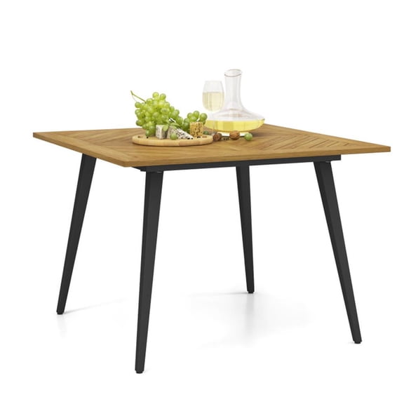 GVN 4-Person Acacia Wood Outdoor Dining Table for Garden Poolside and Backyard