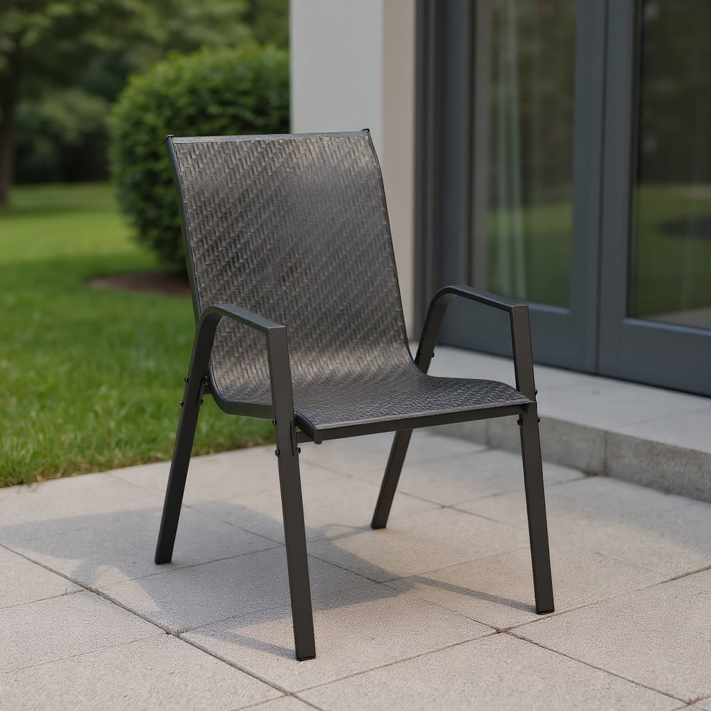 GVN 4 Piece Patio Rattan Dining Chairs with Wicker Woven Seat and Back for Backyard Front Porch-Brown, Outdoor Furniture Chairs for Backyard, Porch, Garden, Poolside