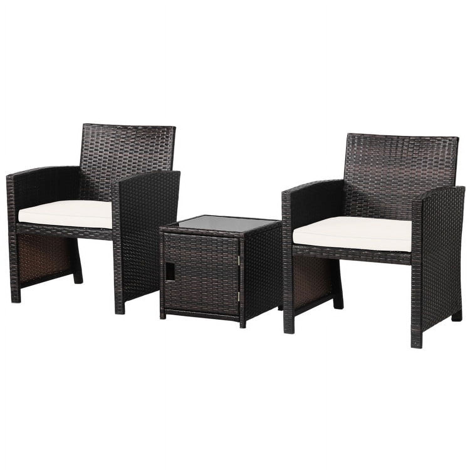 GVN 4 Pieces PE Rattan Patio Furniture Set, Patio Conversation Sets with Solid Acacia Wood, Acacia Wood Frame Sofa Loveseat Garden GVN 4 Pieces PE Rattan Patio Furniture Set, Patio Conversation Sets with Solid Acacia Wood, Acacia Wood Frame Sofa Loveseat Garden