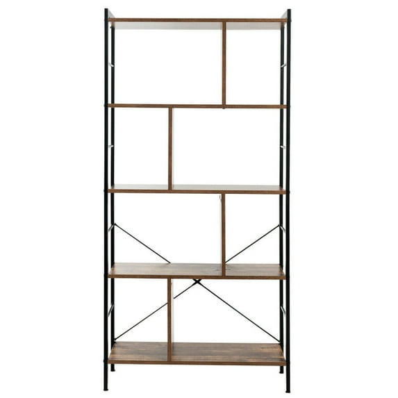 GVN 4-Tier Industrial Freestanding Bookshelf with Metal Frame, Storage Shelves for Bedroom,Living Room, Home Office, Bedroom, Balcony