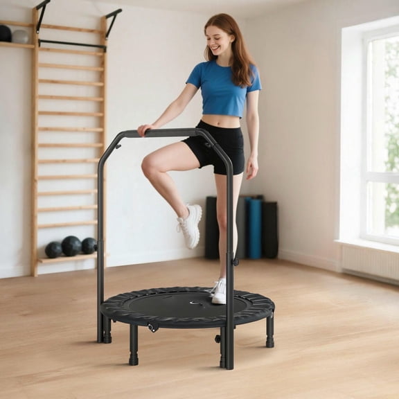 GVN 40" Trampoline with Adjustable Foam Handle, Outdoor Trampoline for Adults, Black