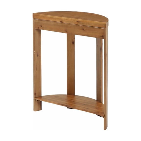 GVN 41.3" Farmhouse Small Console Table with 2-Tier Storage, Solid Wood Half-Moon Entryway Table, Display Shelf for Living Room, Foyer, Entrance, Easy Assembly, Rustic Brown